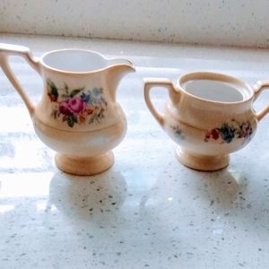 Vintage Royal Rochester Hand Painted Sugar & Creamer from 1920 or 1930's.
